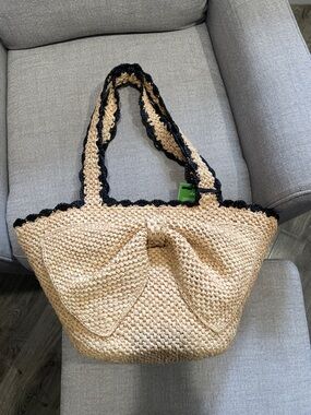 Kate Spade x Target Woven Straw Tote Bag with Black Trim. Limited Edition.